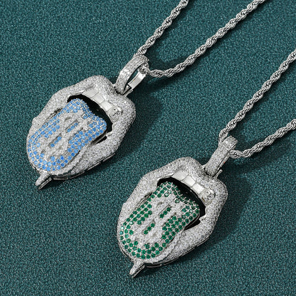 Hip Hop Skull Dollar Cubic Zirconia Pendant Necklace for Men and Women