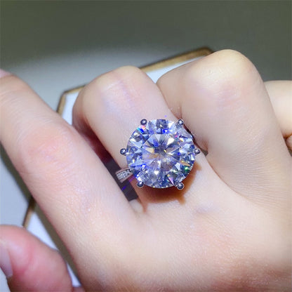 Round Cut Solitaire Moissanite Ring with Pavé-Style Band for Women