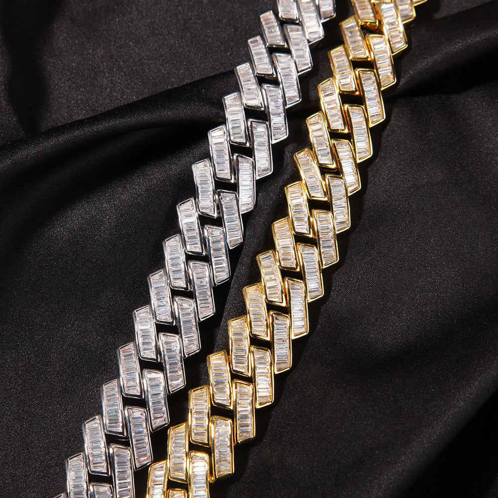 Iced Out Cuban Link Chain Necklace with Lock Pendant for Women & Men, Gold Plated or Silver Plated Cubic Zirconia Statement Necklace