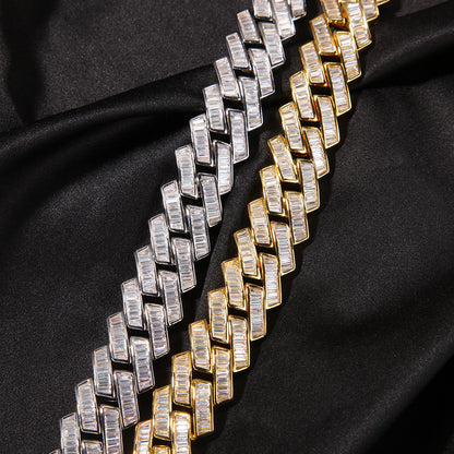 Iced Out Cuban Link Chain Necklace with Lock Pendant for Women & Men, Gold Plated or Silver Plated Cubic Zirconia Statement Necklace