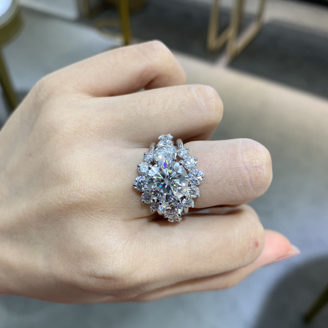 4 Carat Round Moissanite Halo Ring, Sparkling Engagement Ring for Women product image