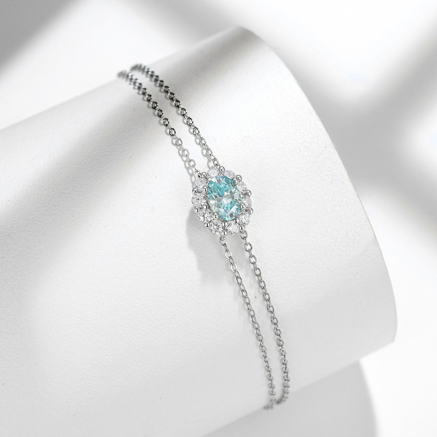 Oval Halo Bracelet, Double-Chain Adjustable Wrist Jewelry product image