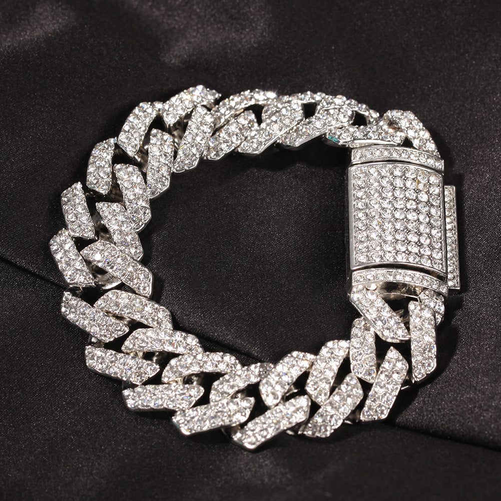 Iced Out Cuban Link Chain Bracelet for Women & Men – Gold Plated or Silver Plated Statement Hip Hop Bracelet product image