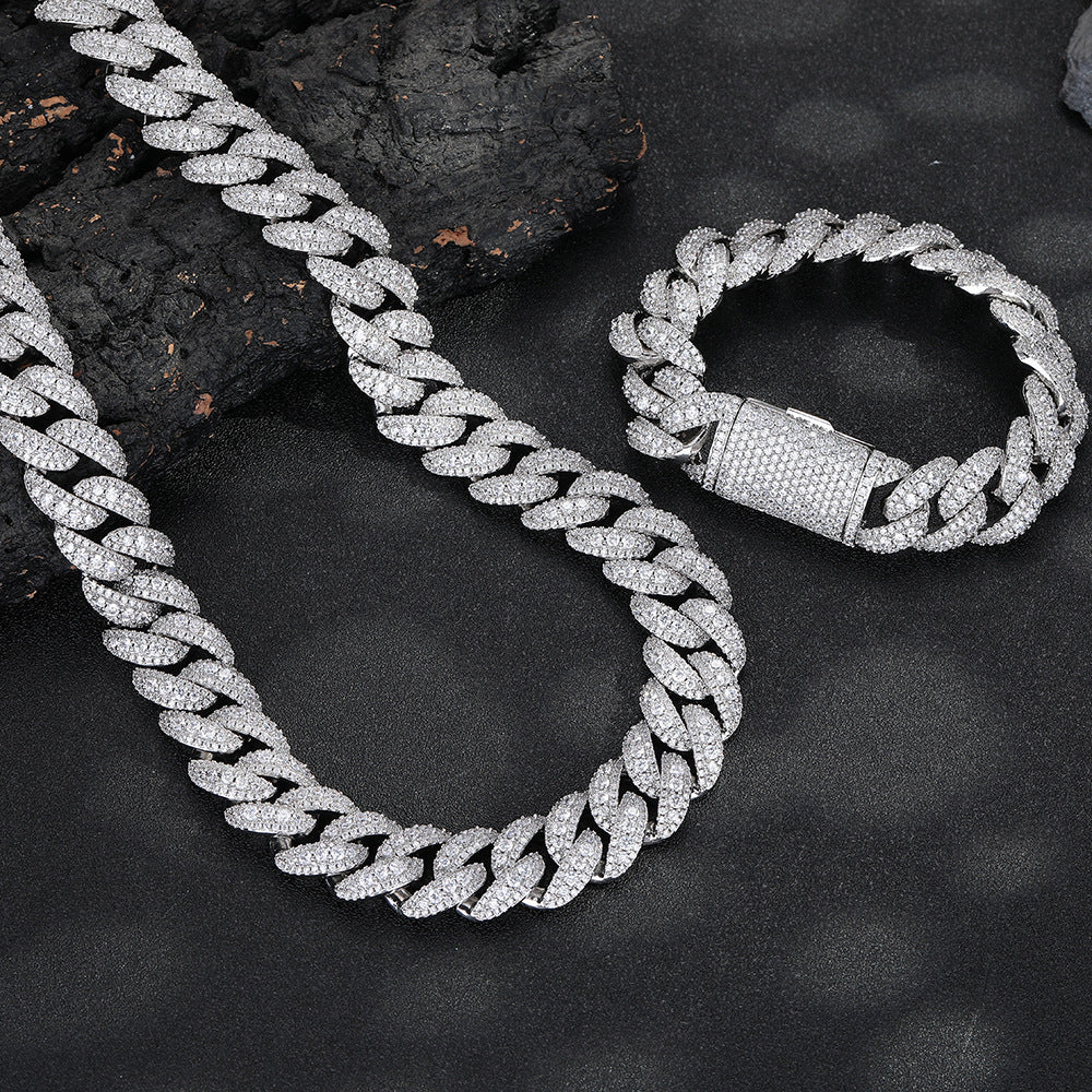 Iced Out Cuban Link Chain Bracelet, Unisex Hip Hop Link Jewelry, 18mm product image