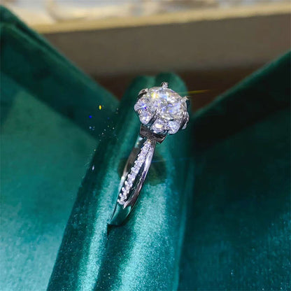 1 Carat Moissanite Ring for Women, U-Shape Pavé Engagement Ring, Solitaire Promise Ring