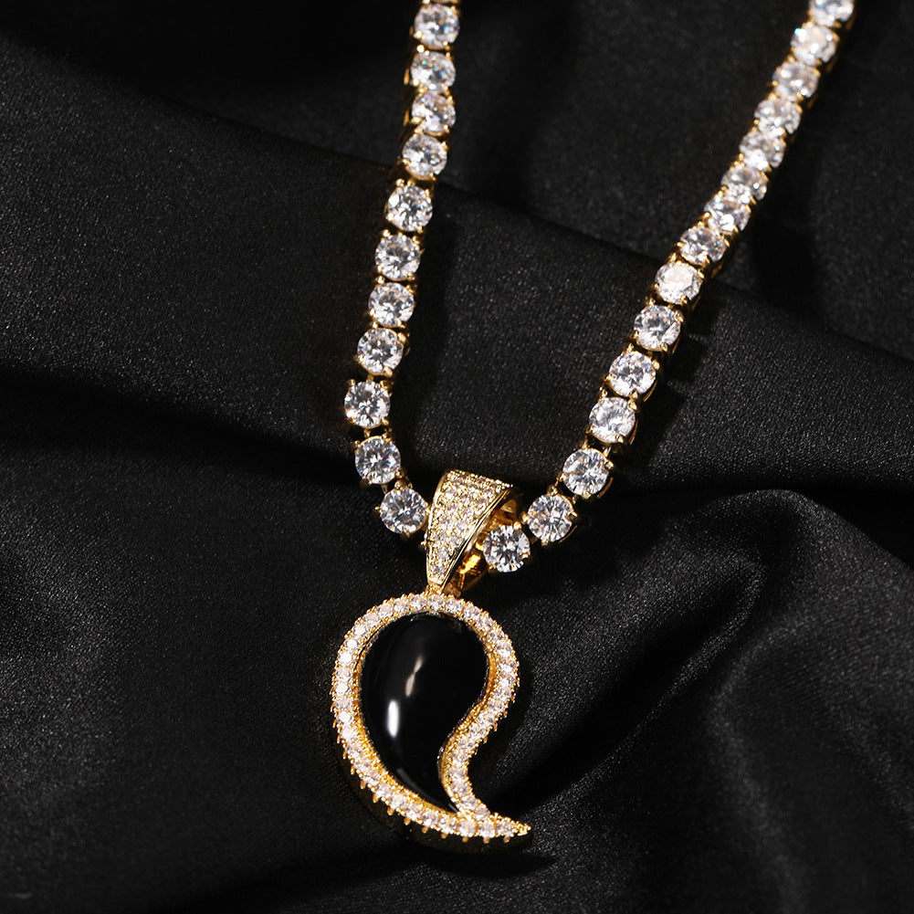 Asymmetrical Paisley Pendant Necklace with Cubic Zirconia Rope Chain for Women product image