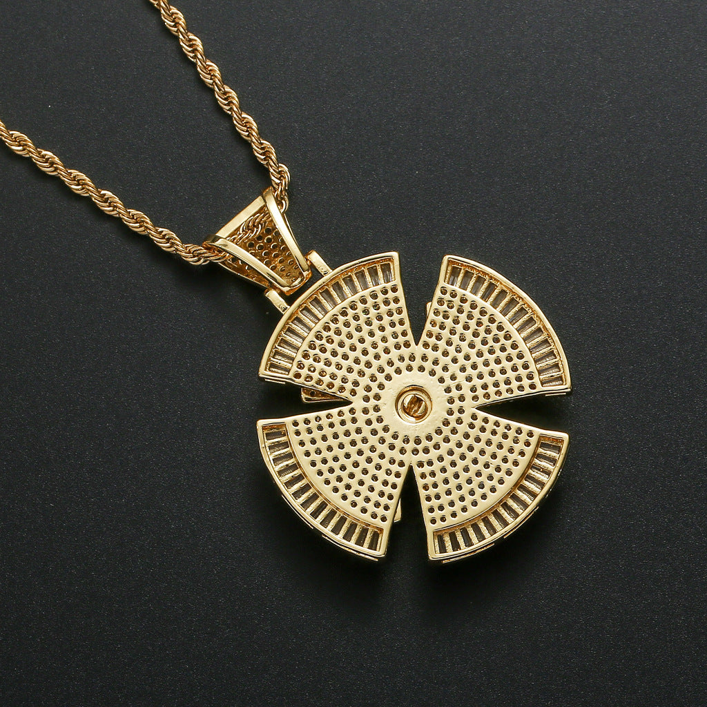 Hip Hop Light Luxury Cross Floral Geometric Copper Pendant Necklace for Men and Women