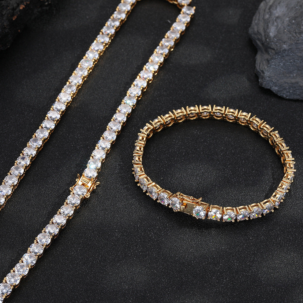 6mm Iced Out Tennis Chain Bracelet & Necklace, Unisex Cubic Zirconia Statement Chain product image
