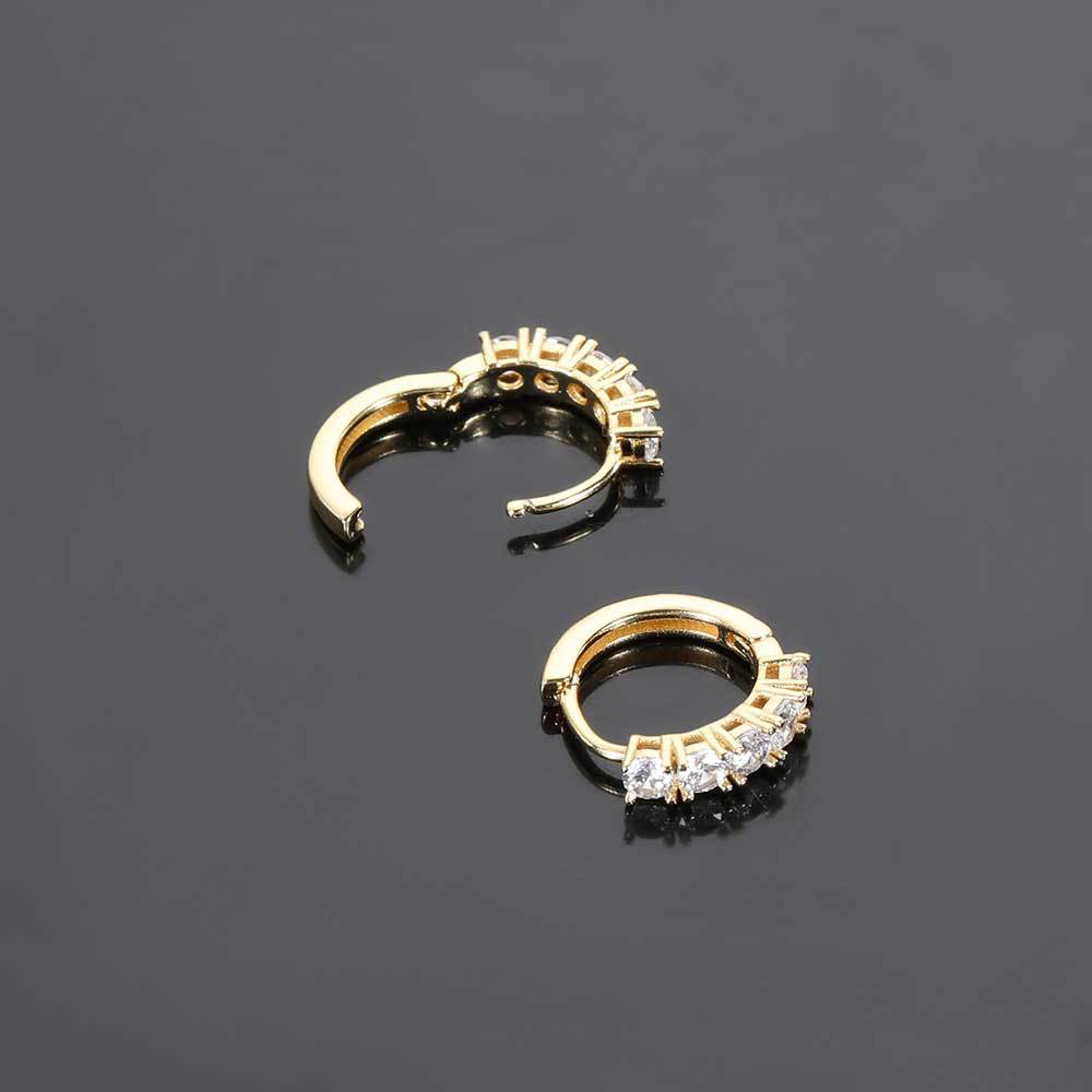 Round CZ Hoop Hip Hop Earrings with Copper Base - EAR012 product image