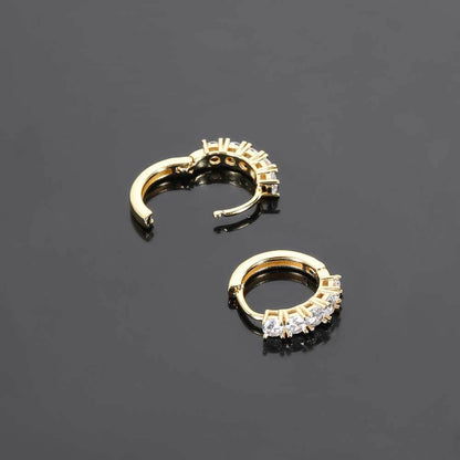 Round CZ Hoop Hip Hop Earrings with Copper Base - EAR012