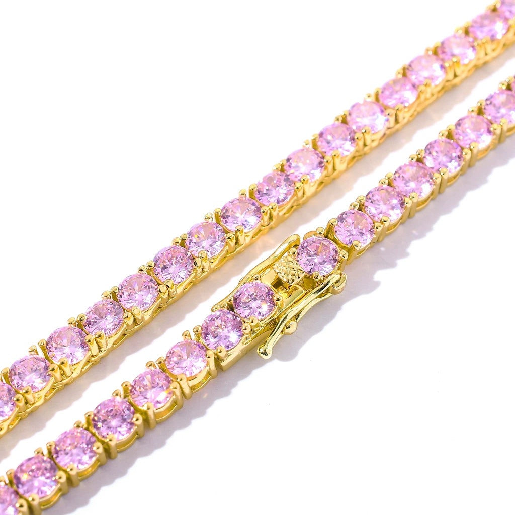 Hip Hop Tennis Chain Cubic Zirconia Necklace for Men and Women