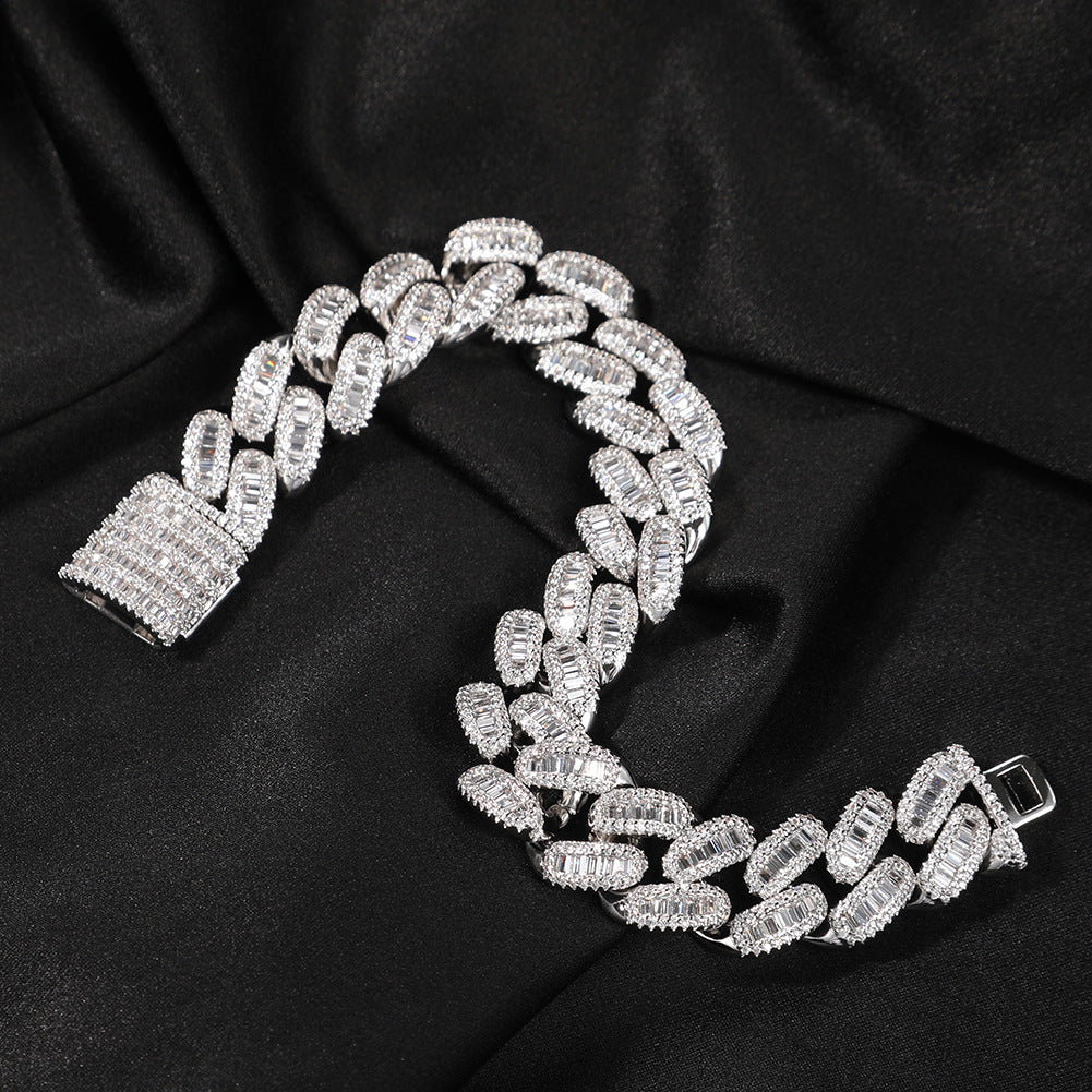 Iced Out Cuban Link Bracelet with Cubic Zirconia – Unisex Statement Chain Bracelet in Gold or Silver, 7 Inch & 8 Inch