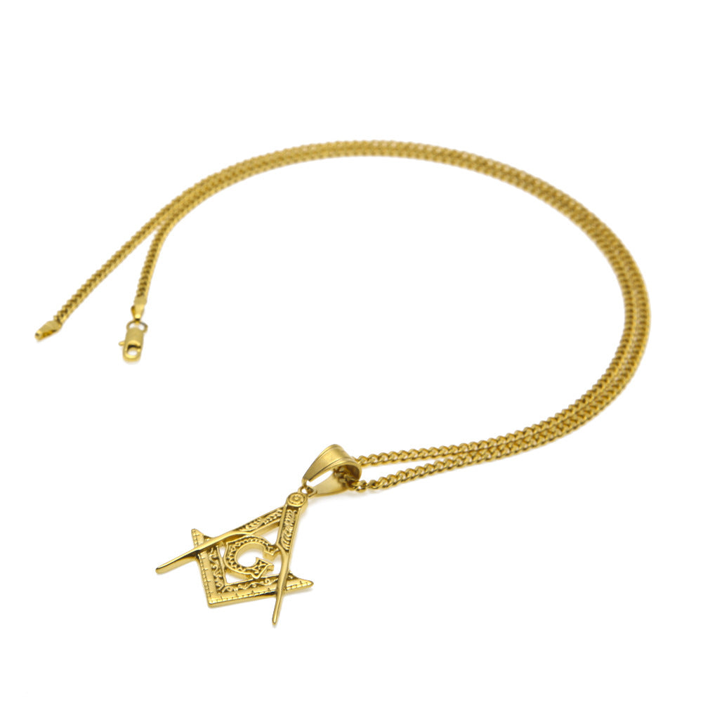 Men’s Gold Plated Stainless Steel Statement Pendant Necklace with 3mm Cuban Chain product image