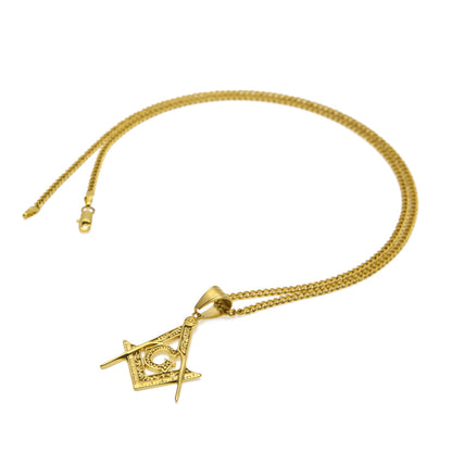 Men’s Gold Plated Stainless Steel Statement Pendant Necklace with 3mm Cuban Chain