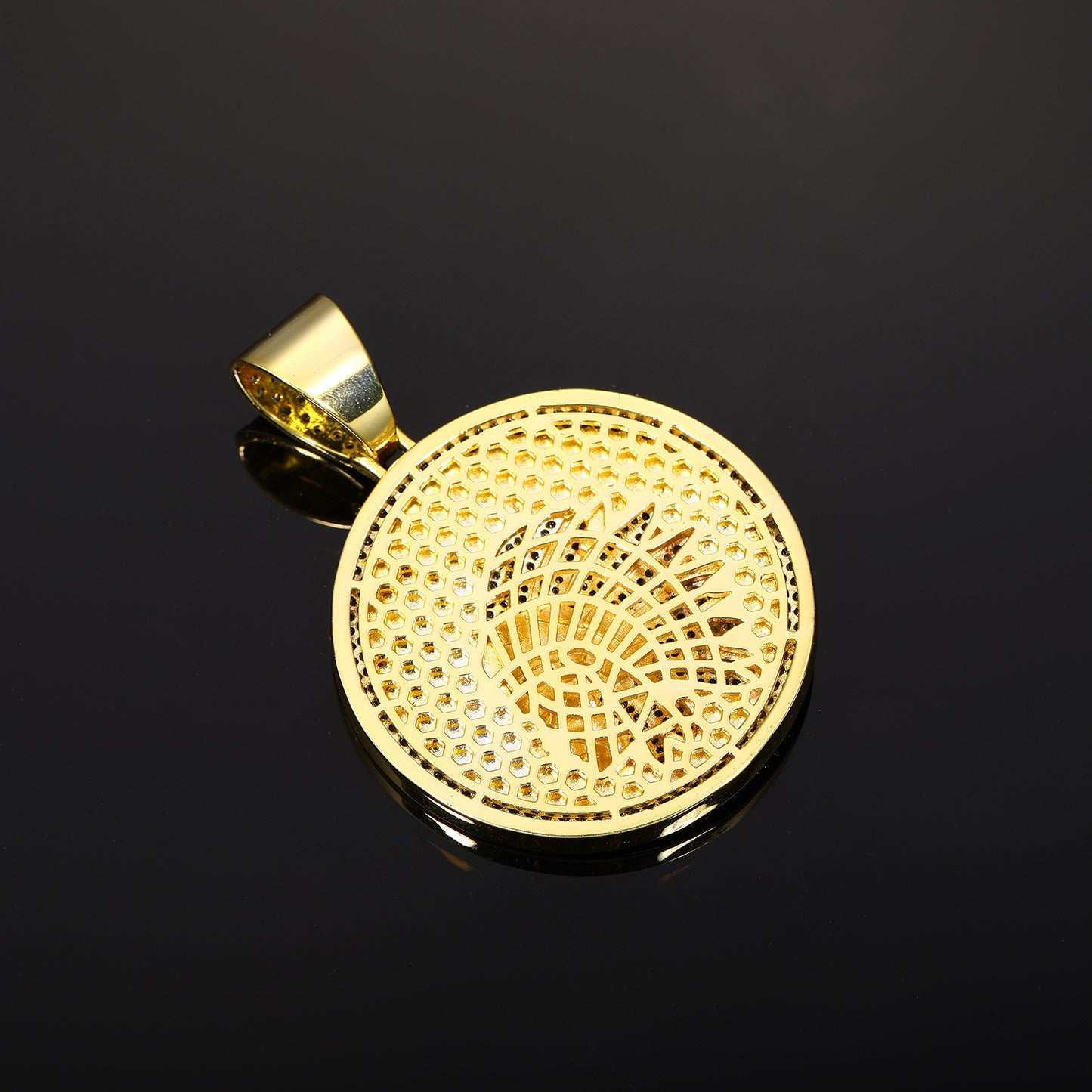Iced Out Round Chief Pendant Necklace with Rope Chain product image