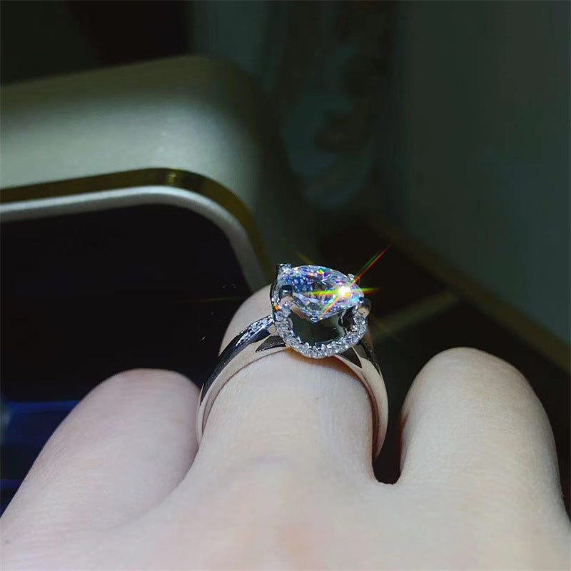 Round Cut Moissanite Ring with Side Accents, 1 Carat 2 Carat 3 Carat, U-Shape Geometric Ring for Women product image