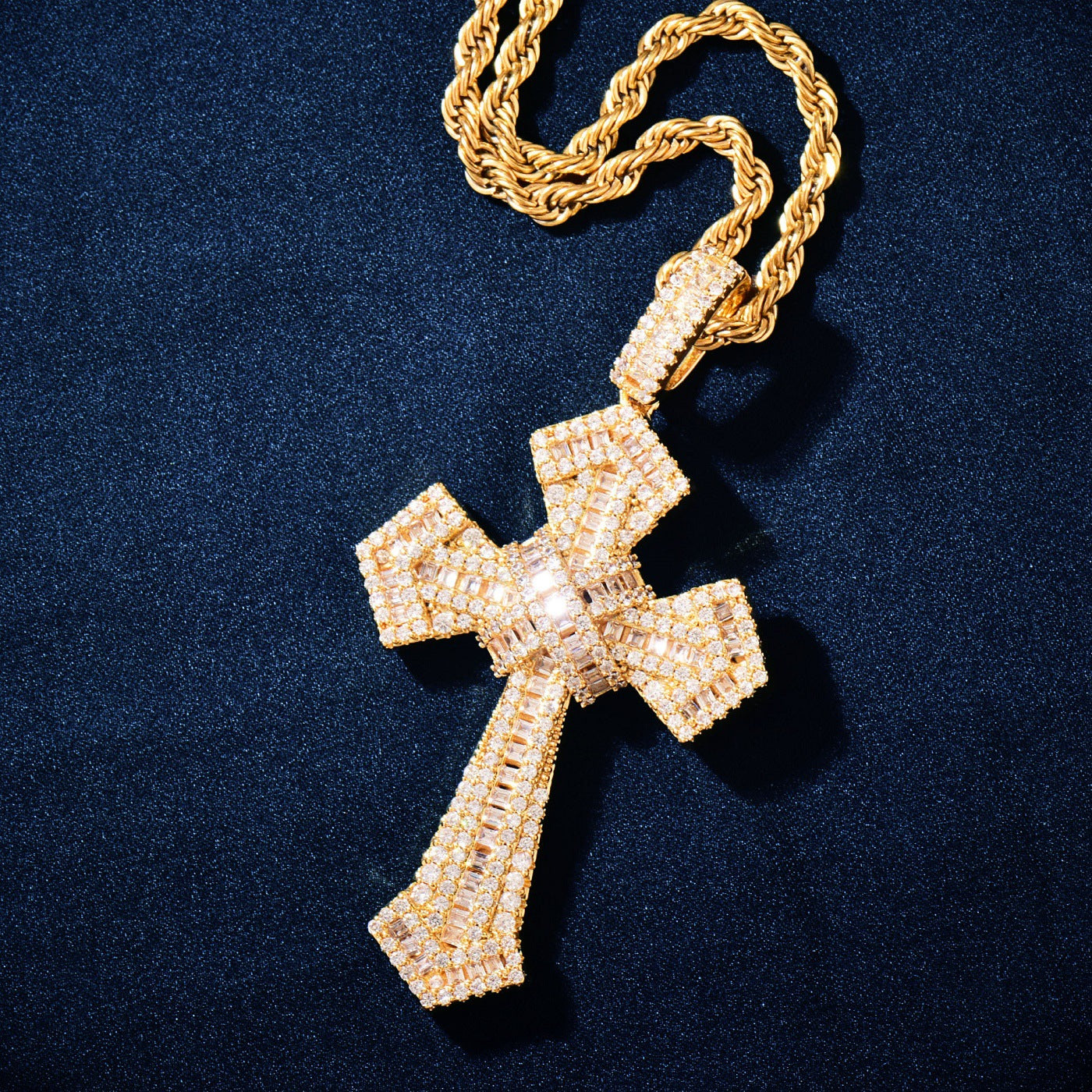 Iced Out Cross Pendant Necklace for Men Unisex Hip Hop Jewelry
