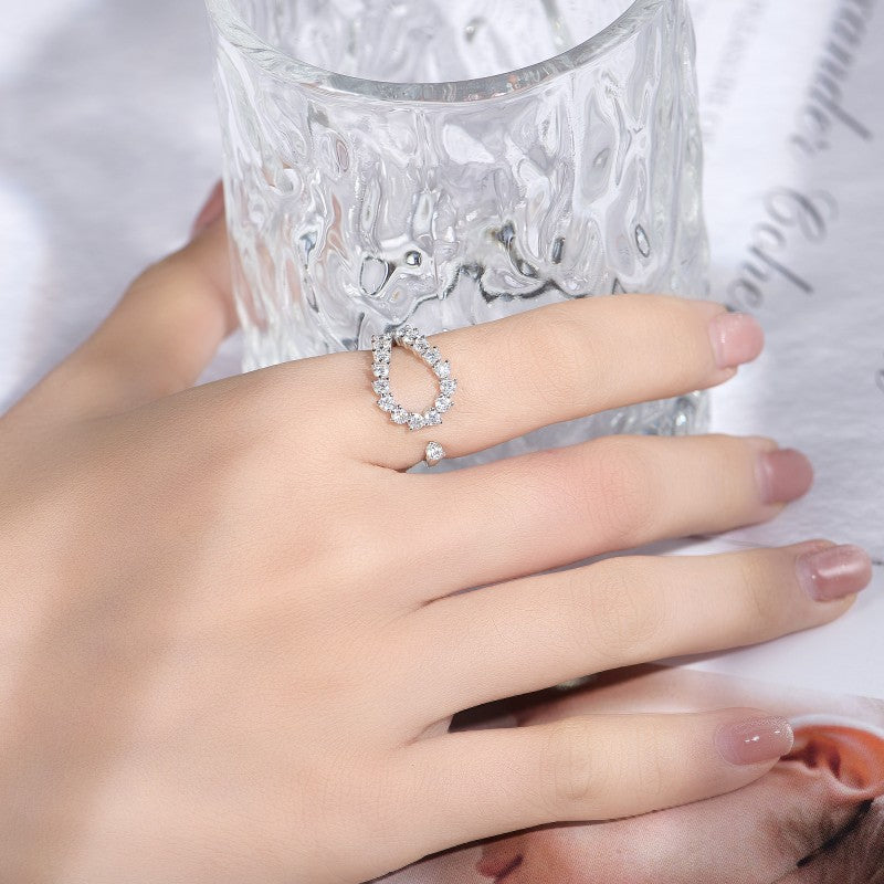 Moissanite Open Ring for Women, Clear Stone Wrap Band, Promise Ring Style product image