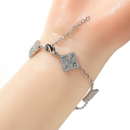 Unisex Square Crystal Chain Bracelet in Silver, Gold & Rose Gold