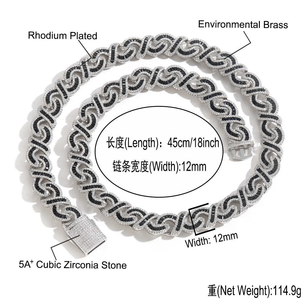 Hip Hop Heart Cuban Link Cubic Zirconia Necklace for Men