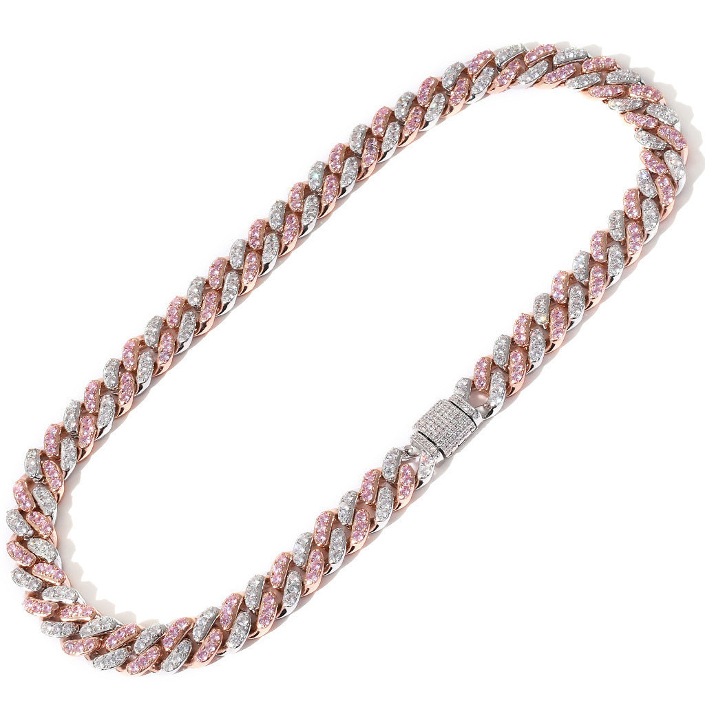 Diamond Shape Cuban Link Cubic Zirconia Necklace for Men