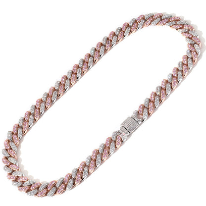 Diamond Shape Cuban Link Cubic Zirconia Necklace for Men