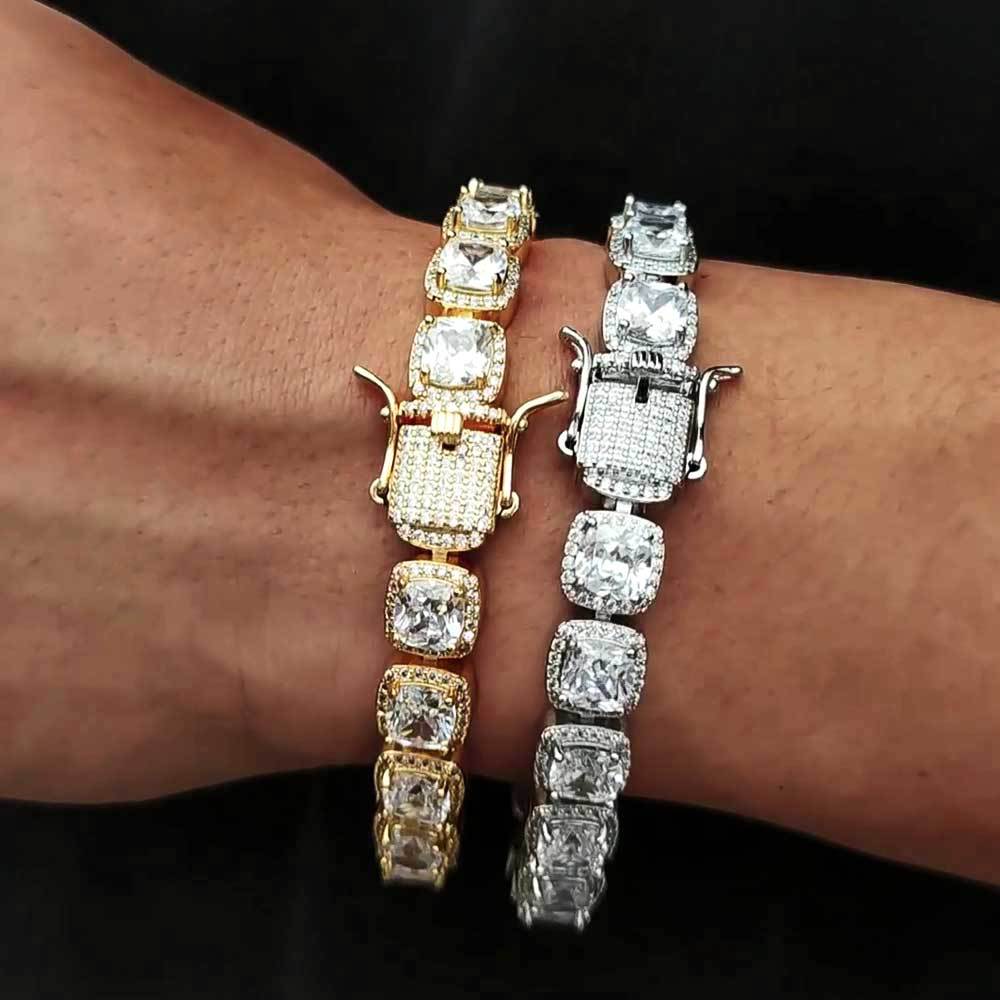 10 mm Square CZ Tennis Hip Hop Bracelet with Copper Base - CHA011 product image