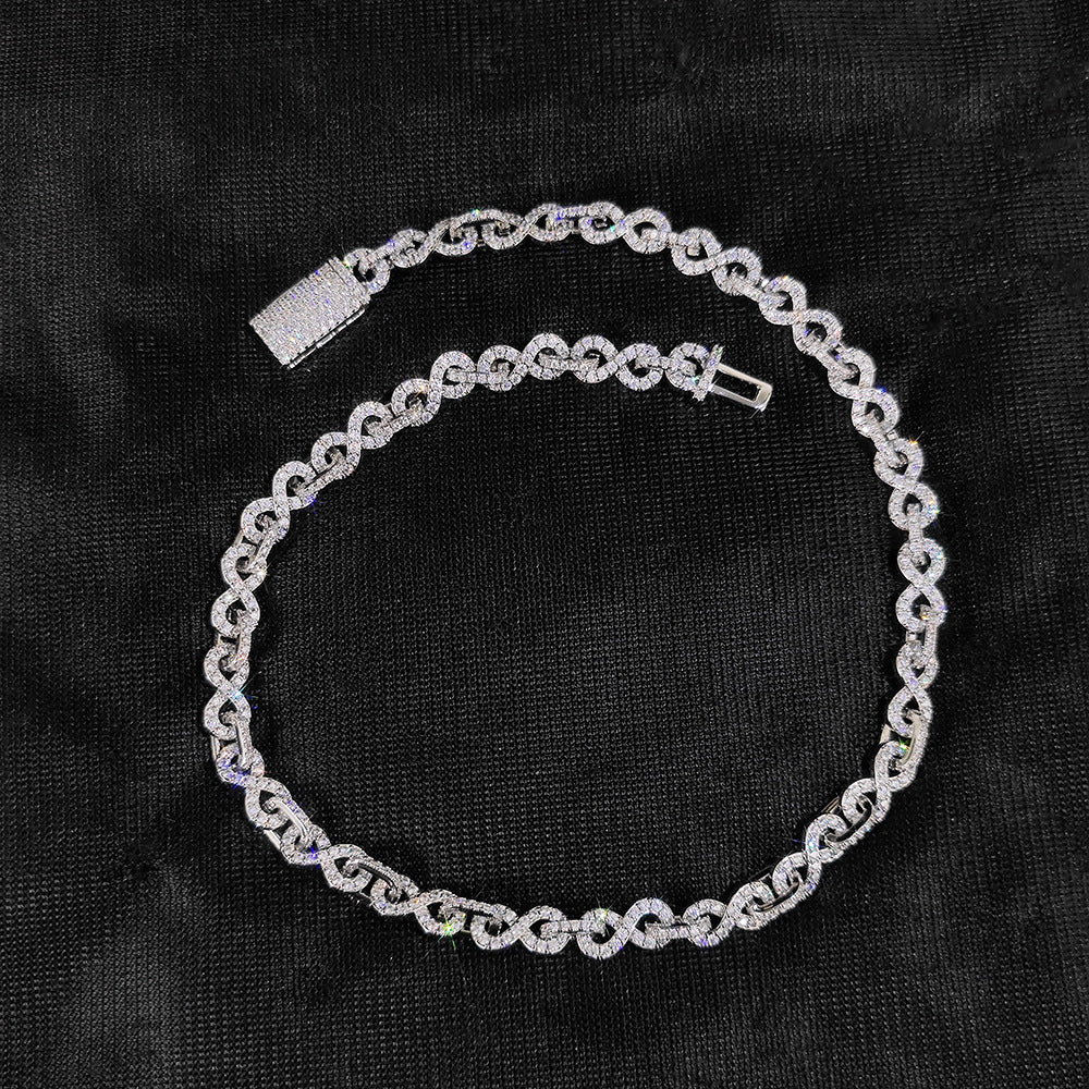 8 mm CZ Figure-Eight Link Hip Hop Necklace or Bracelet with Copper Base - CHA214 product image