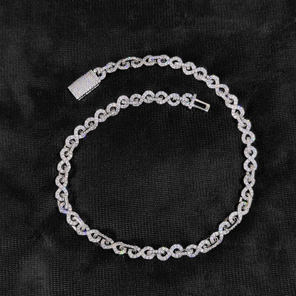 8 mm CZ Figure-Eight Link Hip Hop Necklace or Bracelet with Copper Base - CHA214