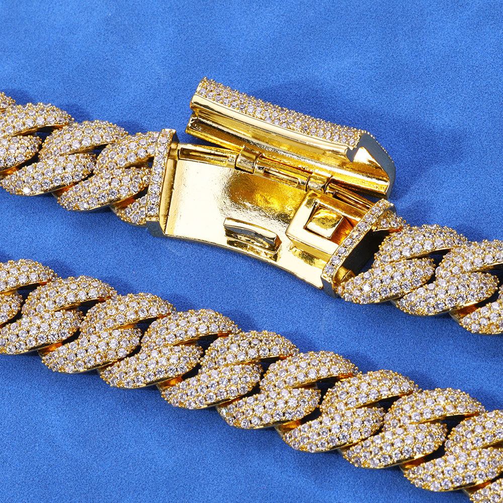 18 mm Wide Iced Cuban Hip Hop Bracelet with Cubic Zirconia on a Copper Base - CHA316 product image