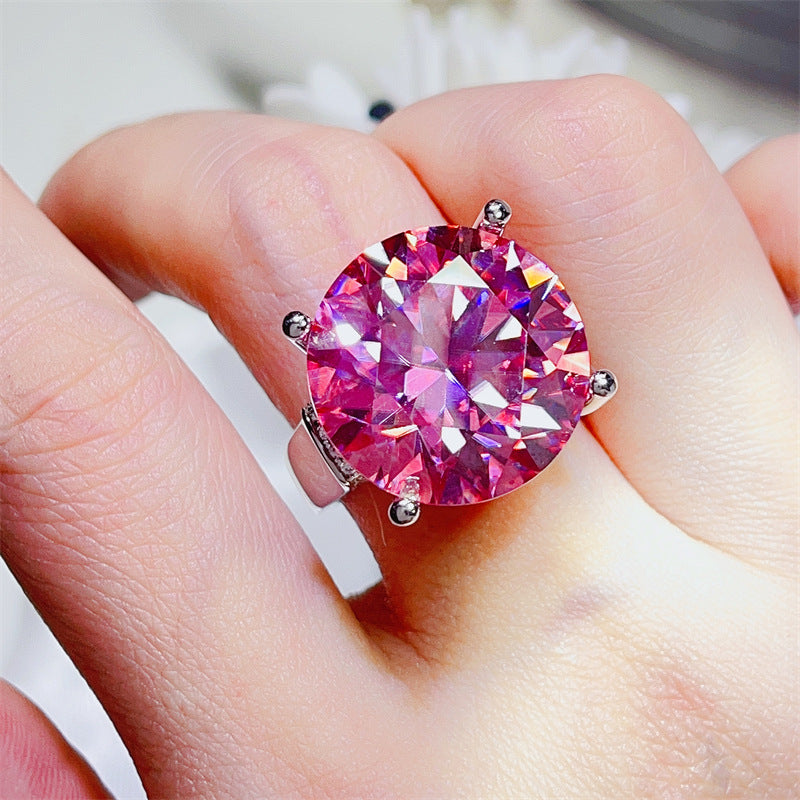Pink Moissanite Ring for Women – 20 Carat Round Solitaire Statement Ring product image