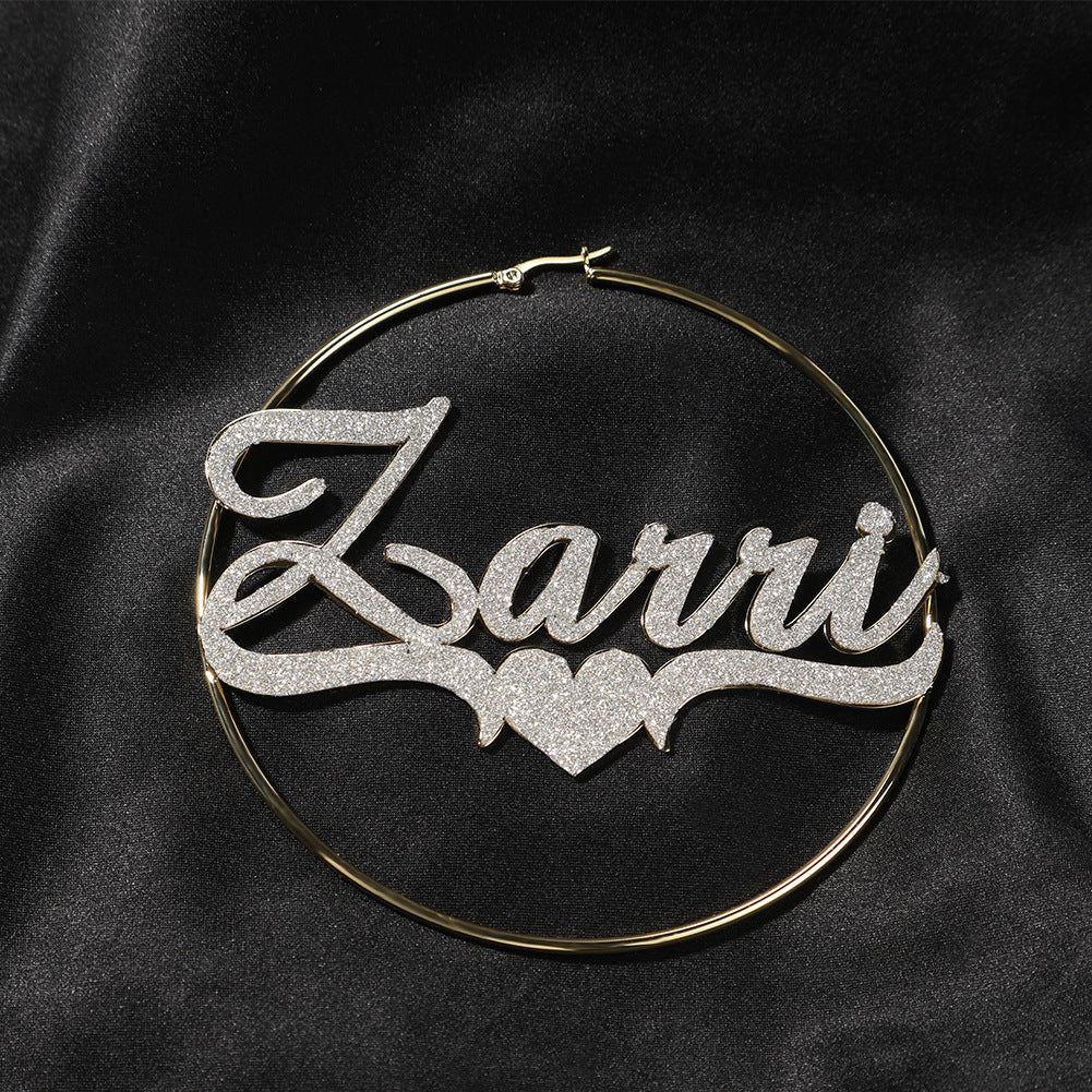 Personalized Stainless Steel Letter Hoop Earrings for Women - Micro Pave Statement Name Earrings in Gold and Silver Colors product image