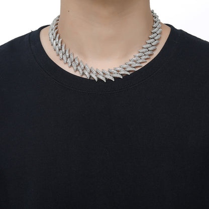 Hip Hop Cuban Link Thorn Spike Alloy Necklace for Men