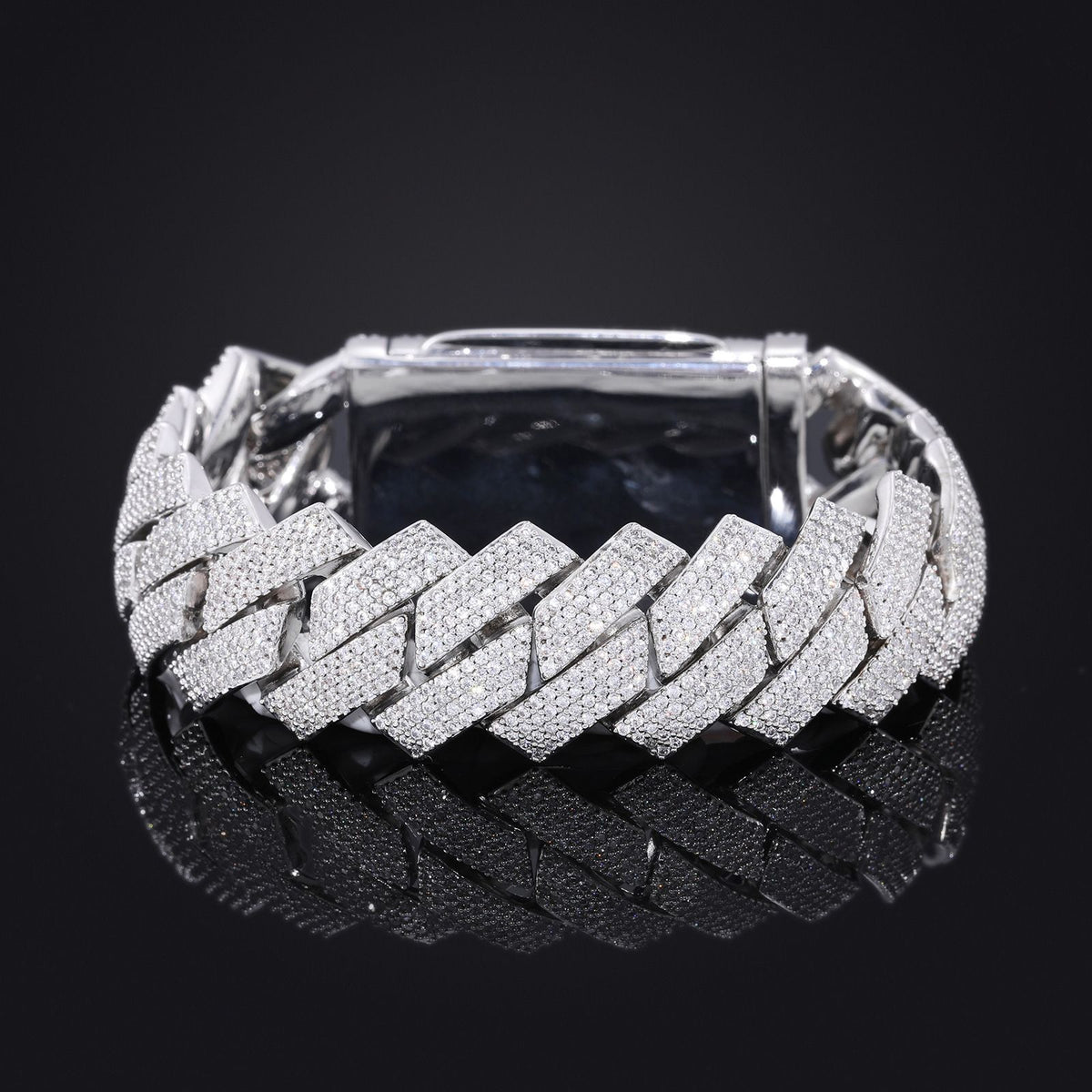 20mm Pavé Geometric Cuban Link Bracelet, Four-Row Zircon Bangle for Men and Women product image