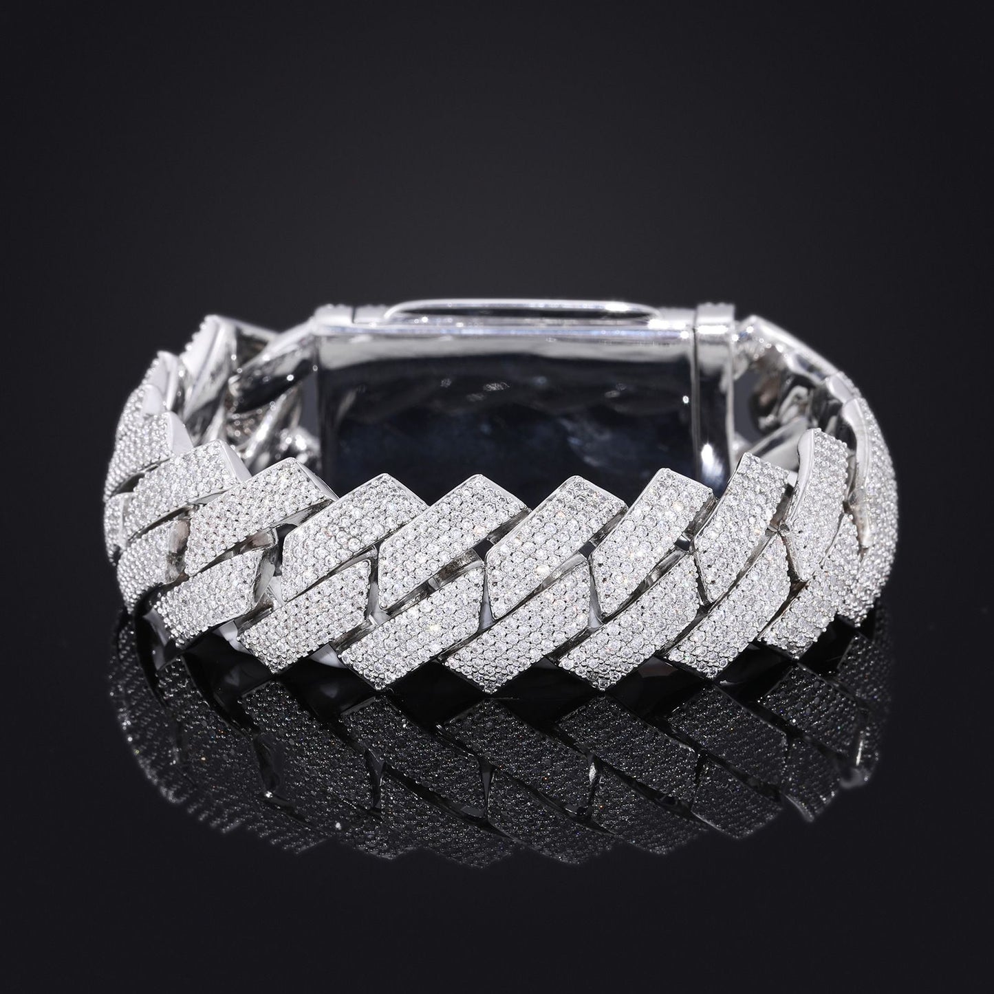 20mm Pavé Geometric Cuban Link Bracelet, Four-Row Zircon Bangle for Men and Women product image