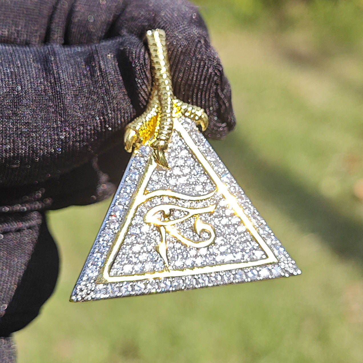 Iced Triangle Pendant Necklace