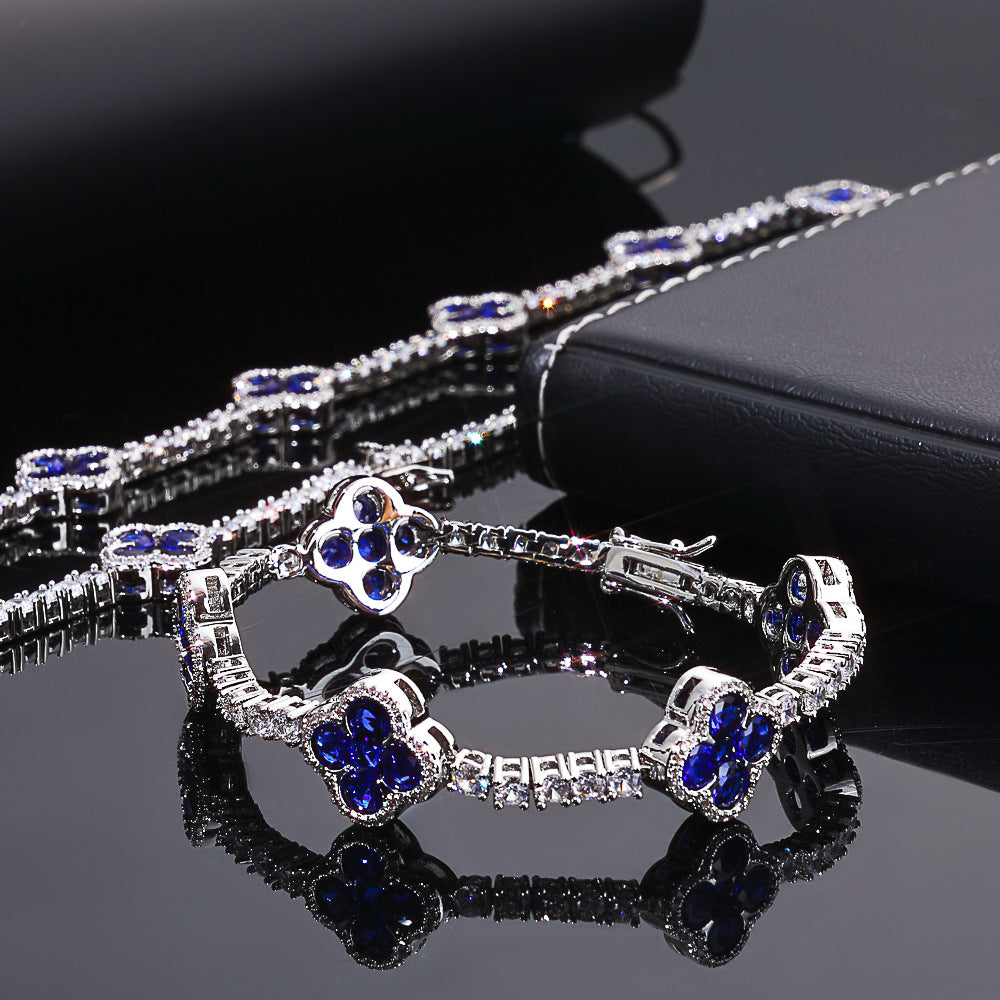 Colored Clover CZ Tennis Copper Bracelet in Selectable Colors and Sizes - CHA362 product image