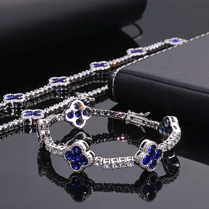 Colored Clover CZ Tennis Copper Bracelet in Selectable Colors and Sizes - CHA362