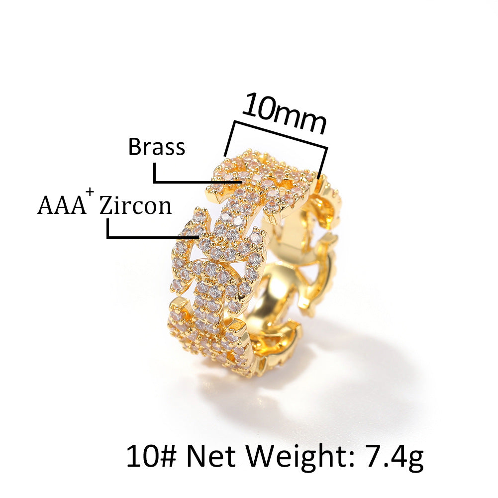 Men’s I-Shaped Cubic Zirconia Statement Ring in Gold or Silver Color