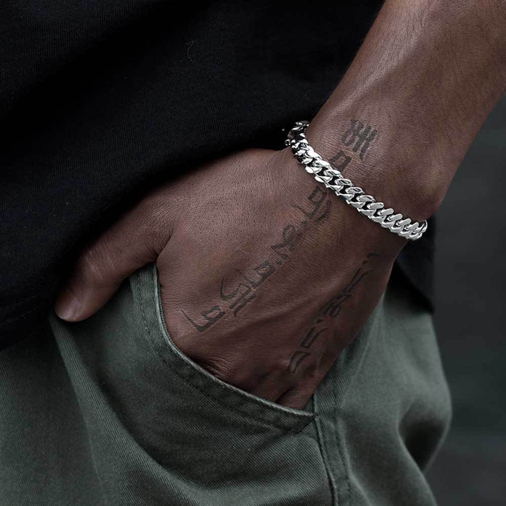 12 mm Polished Cuban with Cross Clasp Stainless steel Bracelet - CHA192 product image