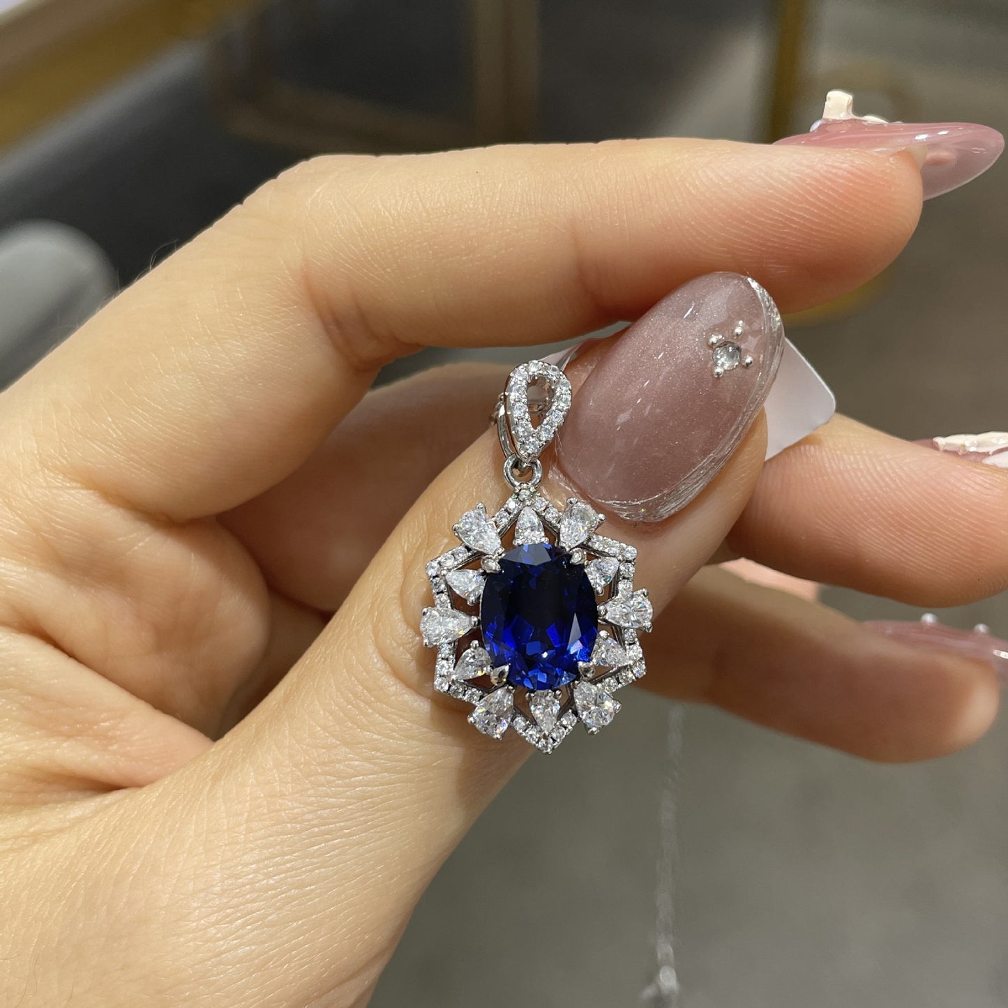 Lab-Created Blue Sapphire Jewelry Set, 925 Sterling Silver Necklace Earrings Ring product image