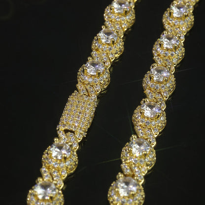 7.5 mm Round Cluster CZ Cuban Copper Bracelet - CHA318