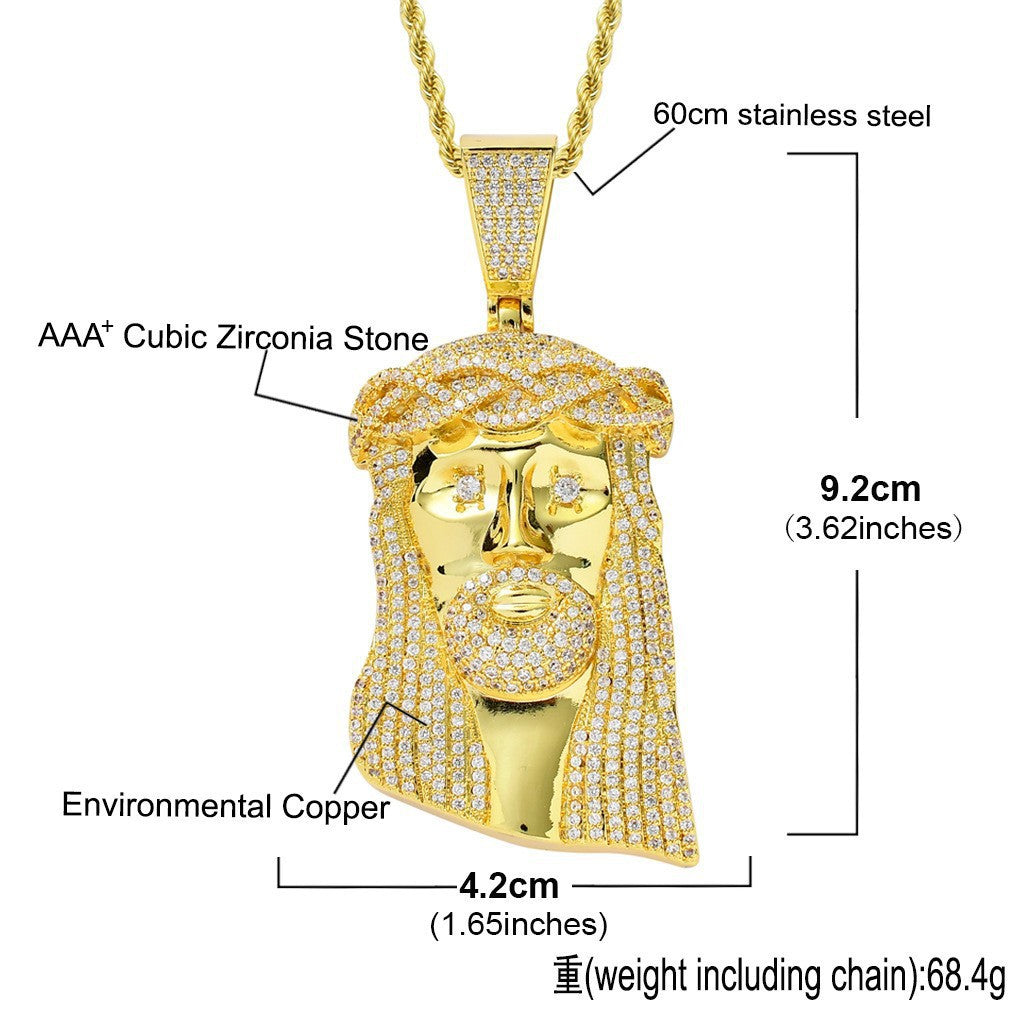 Hip Hop Vintage Fashion Cubic Zirconia Pendant Necklace for Men and Women