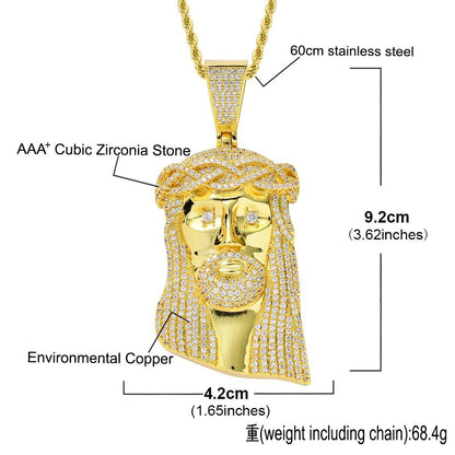 Hip Hop Vintage Fashion Cubic Zirconia Pendant Necklace for Men and Women