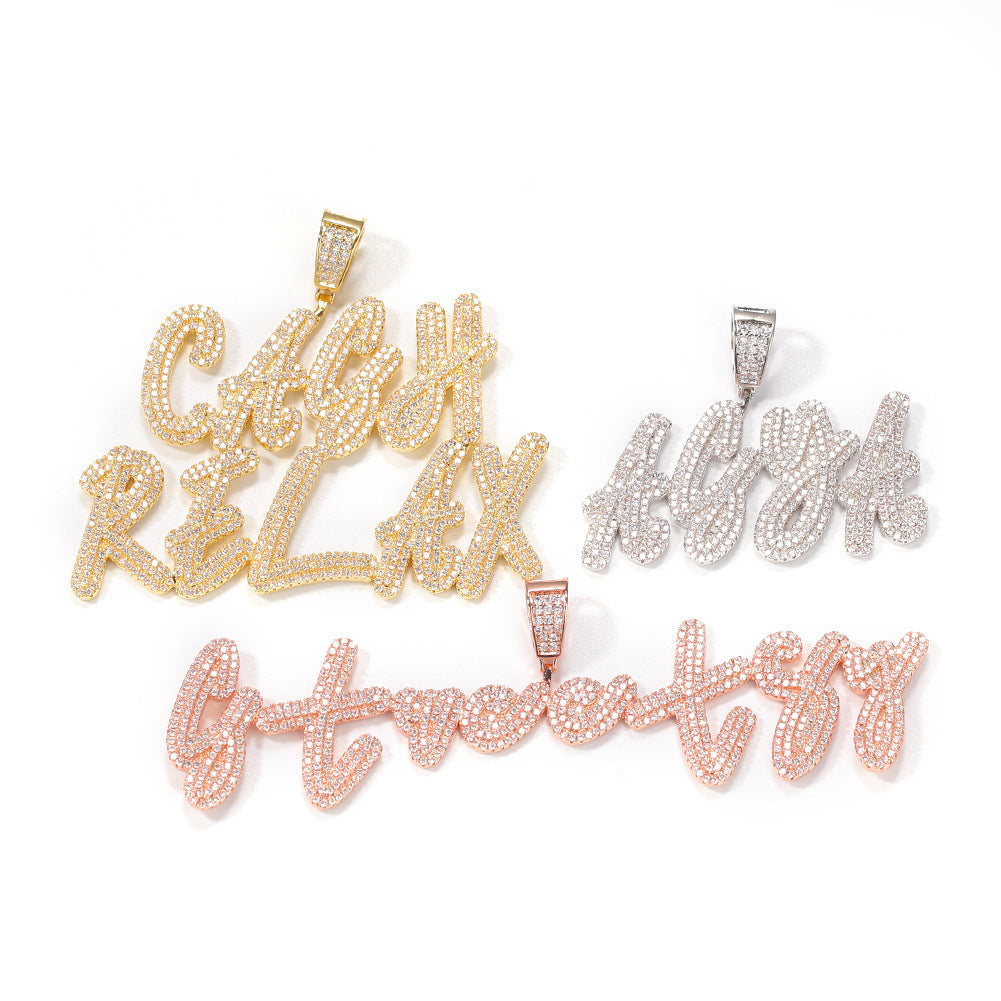 Random Letter Pendant Necklace Charm for Women, Cubic Zirconia Copper Initial Pendant, Trendy Personalized Alphabet Jewelry 2026