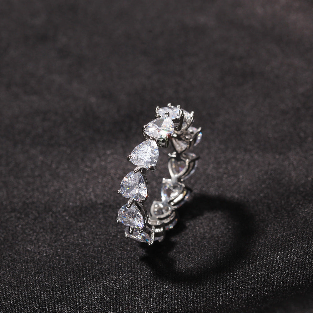 Heart Shaped Cubic Zirconia Ring for Women & Men – Trendy Gold and Silver Plated Statement Band