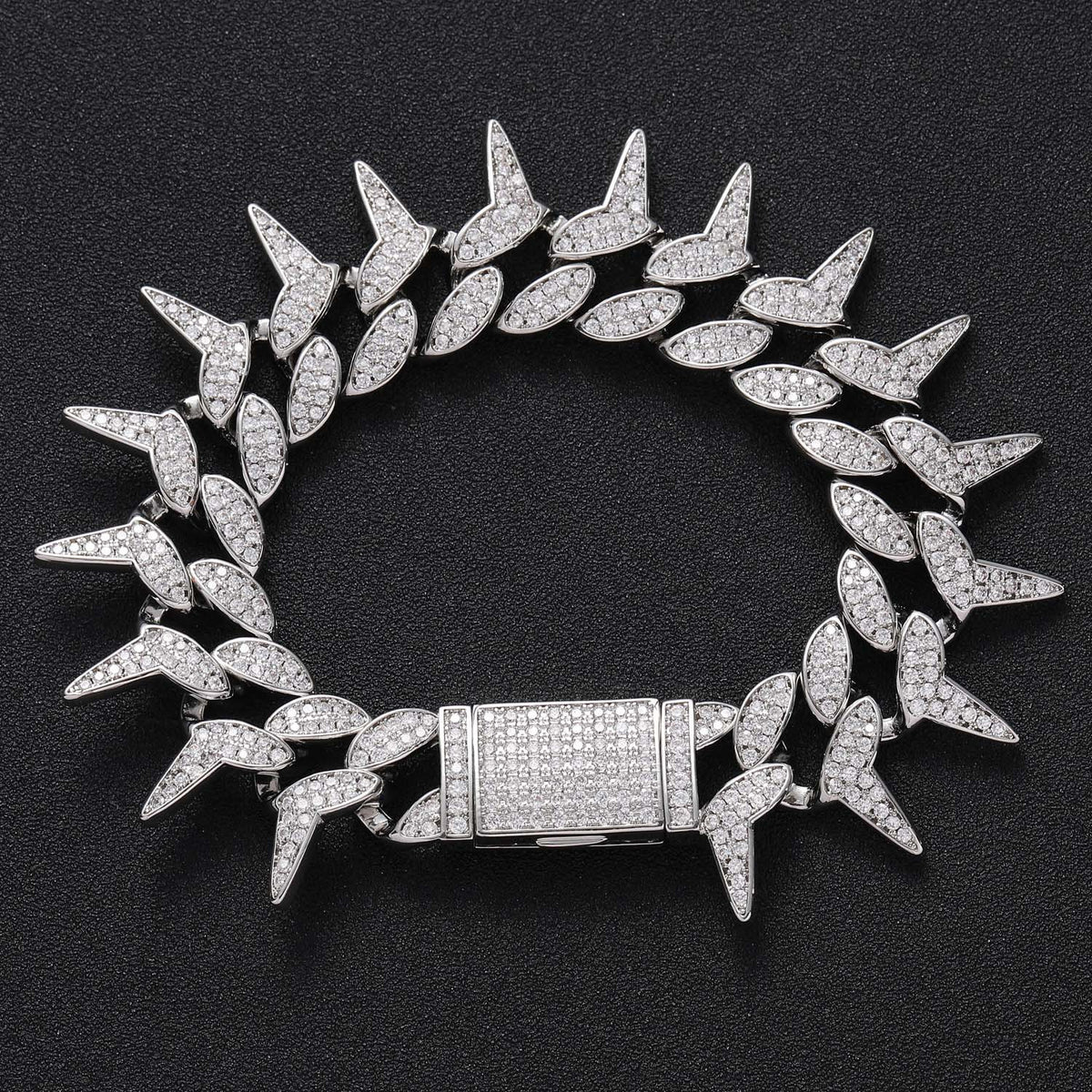 Hip Hop Punk Cuban Link Thorn Cubic Zirconia Necklace for Men product image