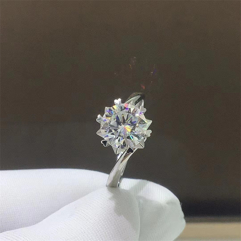 Moissanite Ring for Women, Six-Prong Solitaire Engagement Ring, Wave Band U-Shape Promise Ring, 0.5 to 5 Carat product image