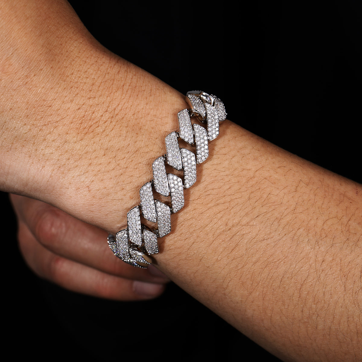 Iced Out Moissanite Cuban Link Bracelet for Men and Women - 16mm Diamond Shape Statement Chain product image