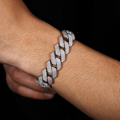 Iced Out Moissanite Cuban Link Bracelet for Men and Women - 16mm Diamond Shape Statement Chain